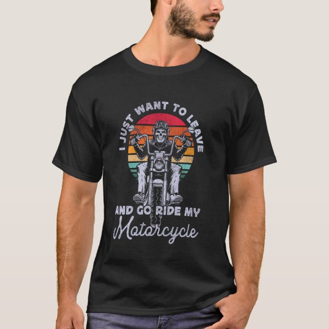 Camiseta Motociclista Clássico Eu Só Quero Sair E  (Frente)