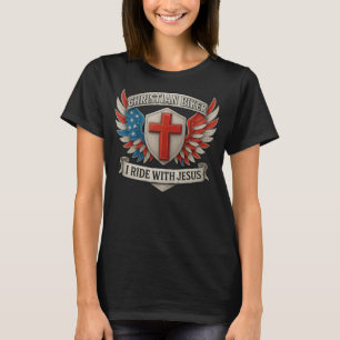 Camiseta Motociclista Cristão - Eu Ando Com Jesus