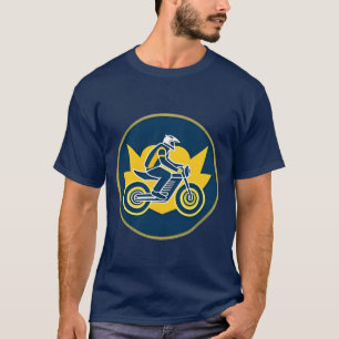 Camiseta Motociclista Elegante Pilotando Bicicleta Retrô