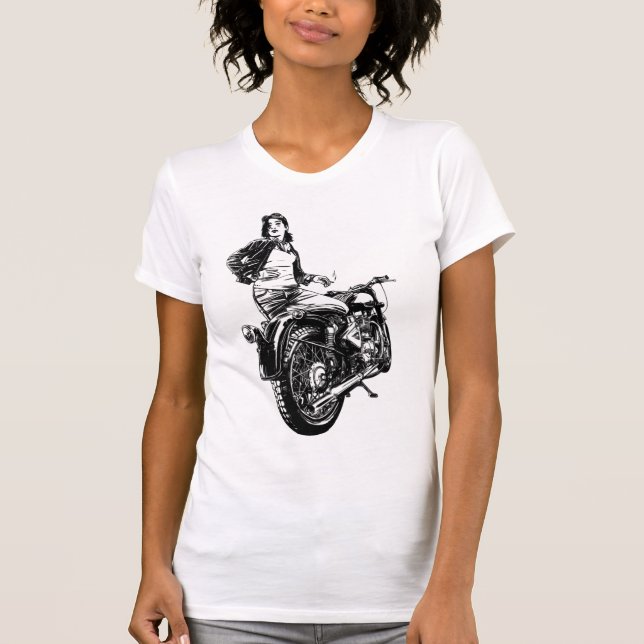 Camiseta motociclista feminina (Frente)