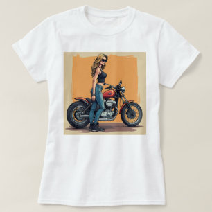 Camiseta Motociclista Feminina Se Preparando Para Andar