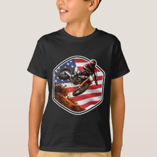 Camiseta Motociclista patriota americano de motocross