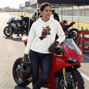 Camiseta Motociclista pilotando uma Sportbike Vermelha