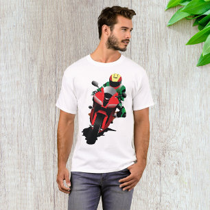 Camiseta Motociclista pilotando uma Sportbike Vermelha