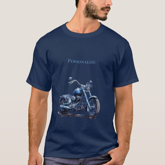 Camiseta Motociclo Azul Personalizado (Frente)