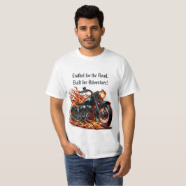 Camiseta Motociclo Clássico em Movimento com Chamas
