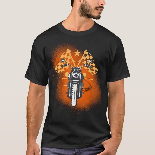Camiseta Motociclo com estrelado de estrelagem e pintura (Frente)