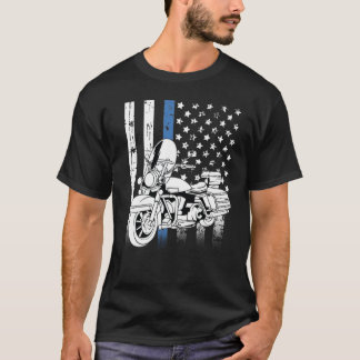 Camiseta Motociclo de linha azul fina