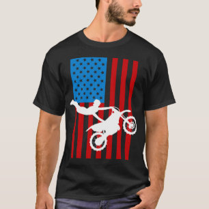 Camiseta Motociclo Juvenil EUA Bandeira Dirt Bike Kids Gi