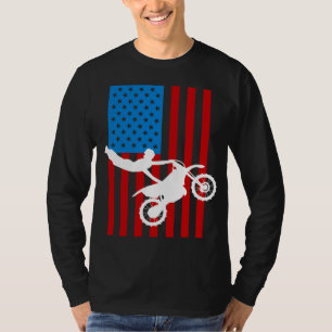 Camiseta Motociclo Juvenil EUA Bandeira Dirt Bike Kids Gi