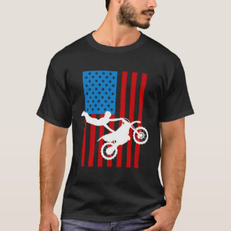 Camiseta Motociclo Juvenil Usa Flag Dirt Bike Kids Gi