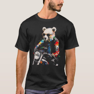 Camiseta Motociclo Urso - Pulmão Polar Animal Colorida