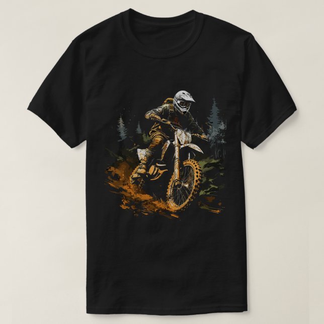 Camiseta Motocross Biker Forest Dirt Bike Men Gráficos (Frente do Design)