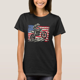 Camiseta Motocross Dirt Bike American Flag EUA 4 de julho