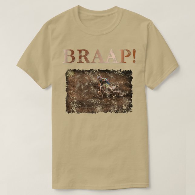 Camiseta Motocross e Dirt Bike Brap, Braap, Braaaap! Grun (Frente do Design)