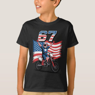 Camiseta Motocross engraçado do dia 4 de julho com bandeira