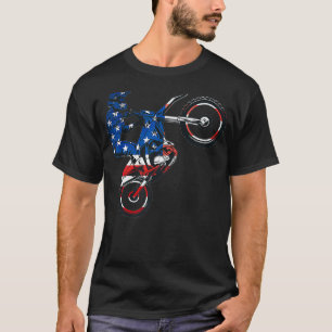 Camiseta Motocross Lover Vintage American Flag Bike