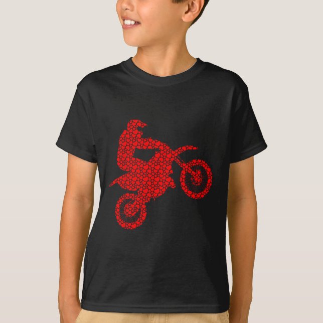 Camiseta Motocross Lovers Valentine Hearts Love Dirt Bike S (Frente)