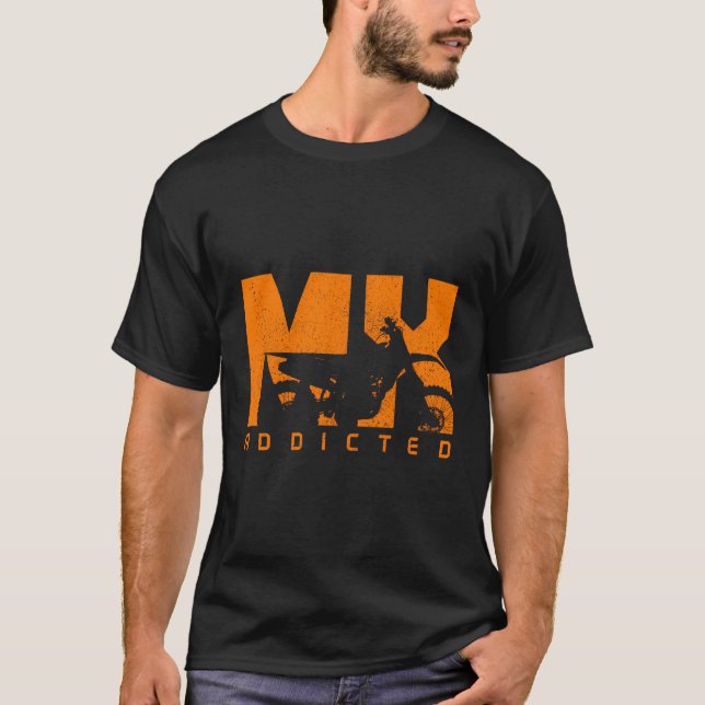 Camiseta Motocross Mx Addicto Vintage Biker Motocycle Dirt (Frente)
