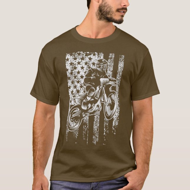 Camiseta Motocross s USA American Flag Dirtbike (Frente)