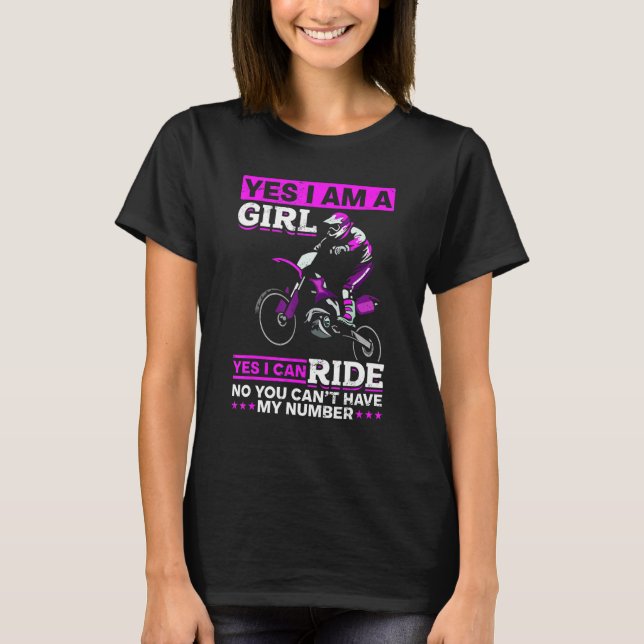 Camiseta Motocross Sim Eu Sou Uma Garota Sim Eu Posso Andar (Frente)