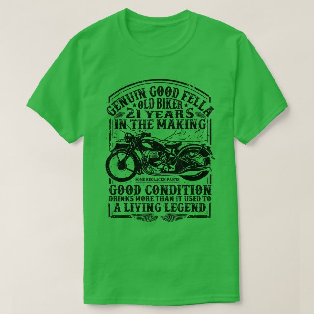 Camiseta Motor Clássico Biker De 21 Anos Com Estilo Retroat (Frente do Design)