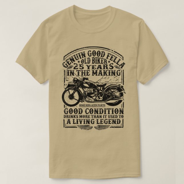 Camiseta Motor Clássico Biker De 25 Anos Com Estilo De Retr (Frente do Design)