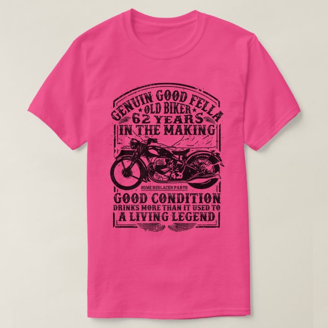 Camiseta Motor Clássico Biker De 62 Anos De Engraçado (Frente do Design)
