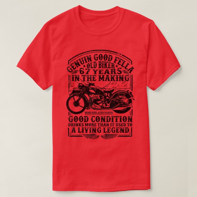 Camiseta Motor Clássico Biker De 67 Anos De Engraçado (Frente do Design)