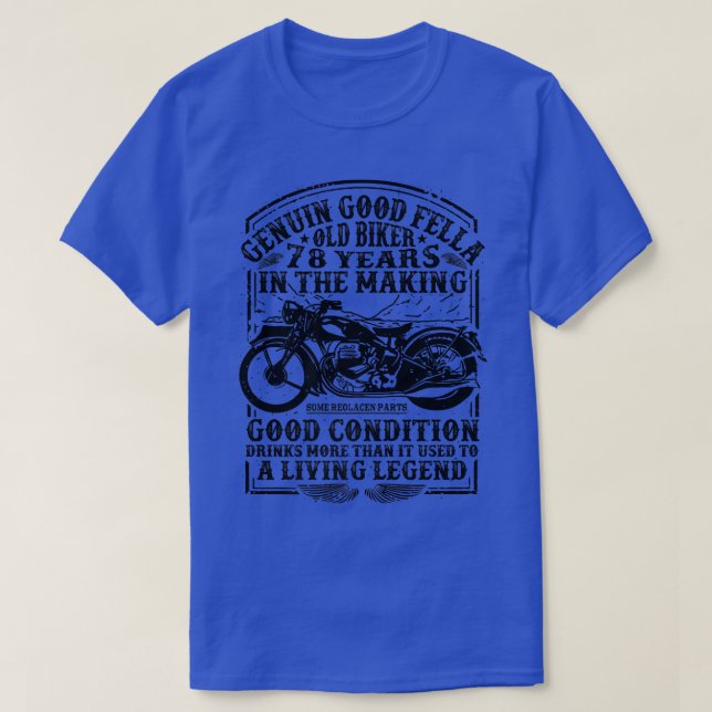 Camiseta Motor Clássico Biker De 78 Anos De Engraçado (Frente do Design)
