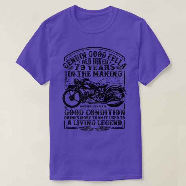 Camiseta Motor Clássico De Biker Com 77 Anos De Engraçado (Frente do Design)