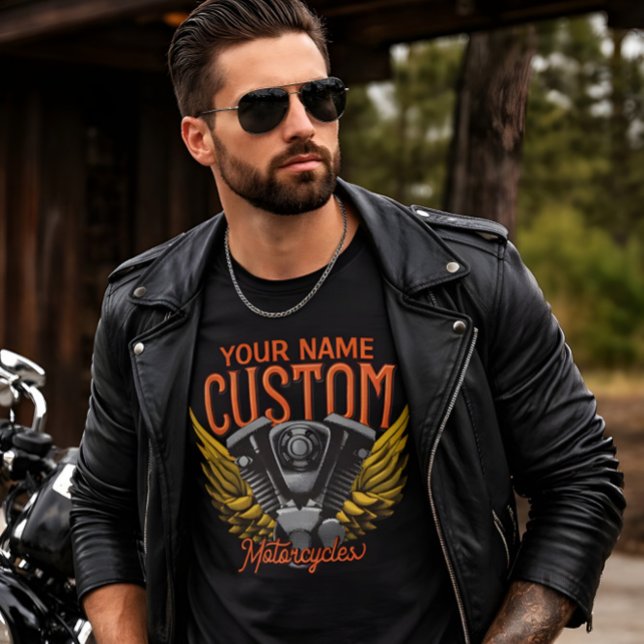 Camiseta Motor da Motocicleta Eagle Wings - Garagem de Moto (Criador carregado)