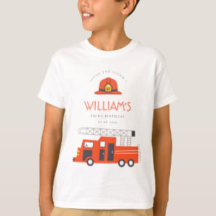 Camiseta Motor De Bombeiros Vermelho Cortado Crianças De Qu