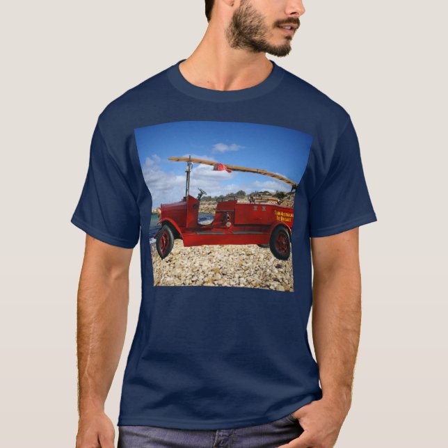 Camiseta Motor de Fogo da Vintagem Vermelha, (Frente)