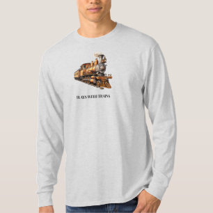 Camiseta Motor de Trem Brinca com Trens ou Texto Personaliz