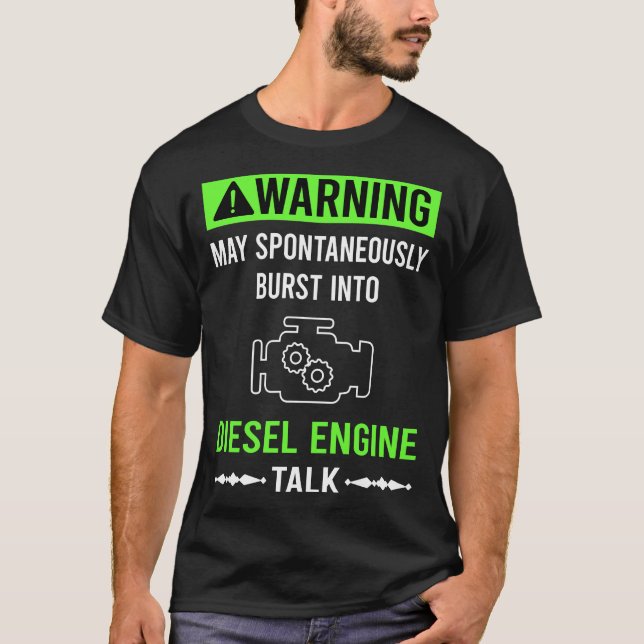 Camiseta Motor diesel de aviso verde (Frente)