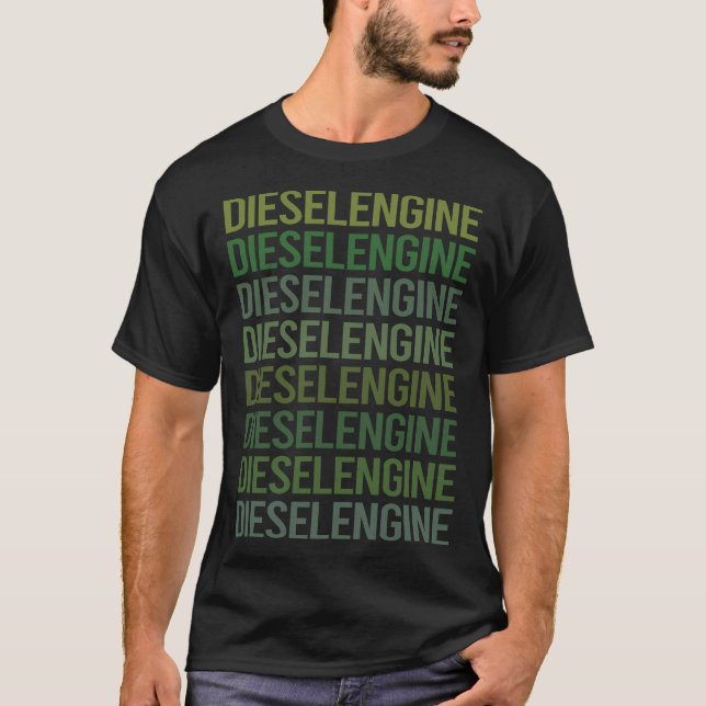 Camiseta Motor diesel de texto verde (Frente)