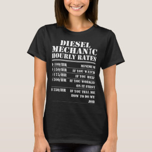Camiseta Motor diesel mecânico de velocidade horária Veícul