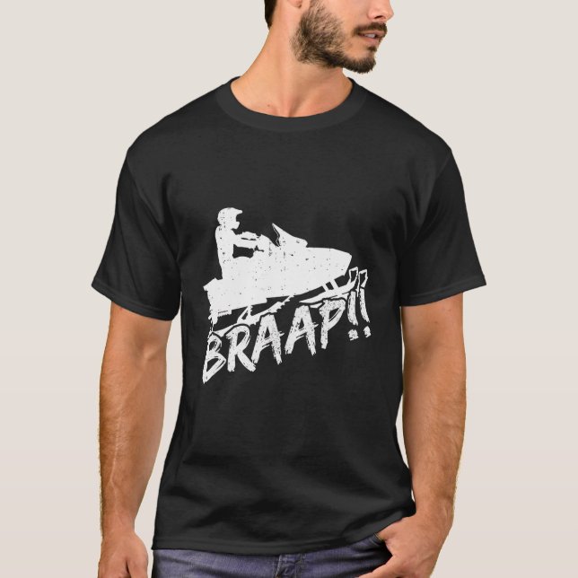 Camiseta Motor Snowmobile Braap Engraçado Sled Snowmobiling (Frente)