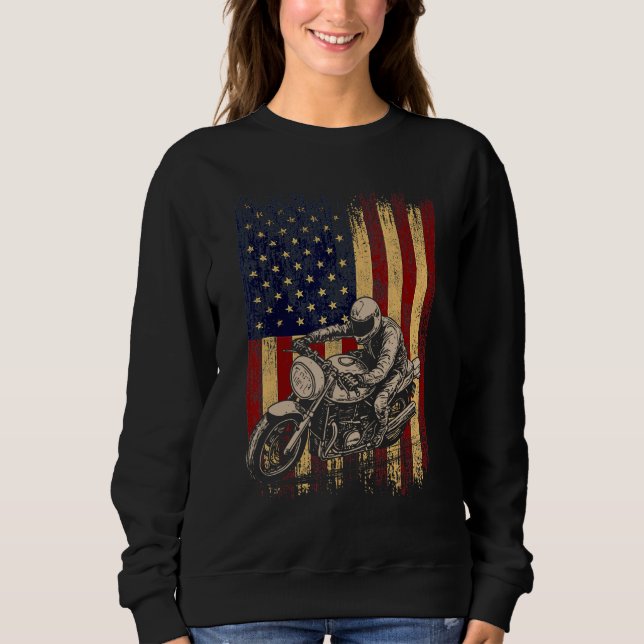 Camiseta Motorcycle American Flag Distressed Vintage Biker  (Frente)