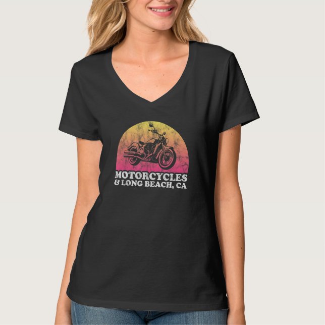 Camiseta Motorcycle and California Motorcycles and Long Bea (Frente)