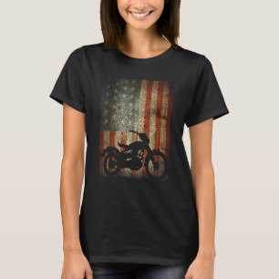 Camiseta Motorcycle Biker America Flag Patriotic Grunge