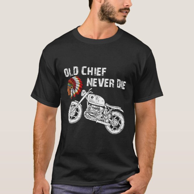 Camiseta Motorcycle Indian Old Chief Nunca Morre Hoodie (Frente)