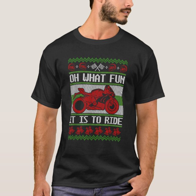 Camiseta Motorcycle Rider Ugly Christmas Sweater (Frente)