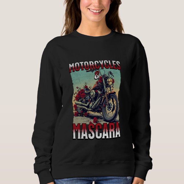 Camiseta Motorcycles And Mascara Roses Funny Motorbiker Gir (Frente)