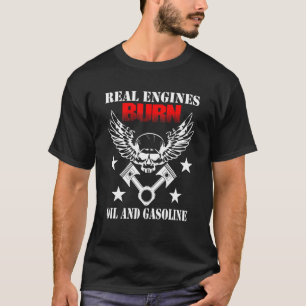 Camiseta Motores Reais Queimam Óleo E Gasolina Dizendo