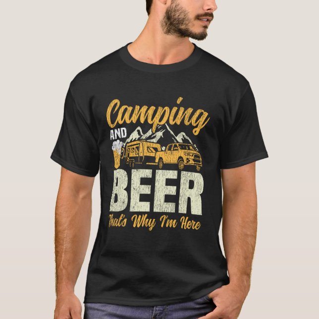 Camiseta Motorhome Camping Retro Beer Caravan Rv Trailer Ca (Frente)