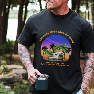 Camiseta Motorhome de Acampamento Tropical Texto Personaliz