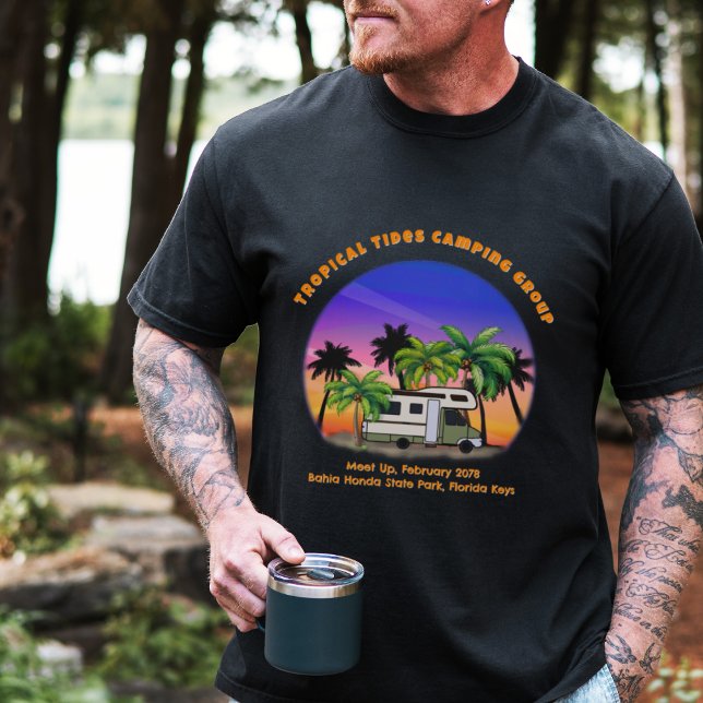 Camiseta Motorhome de Acampamento Tropical Texto Personaliz (Criador carregado)