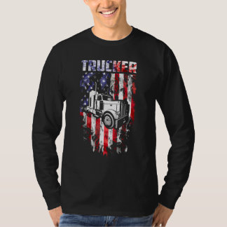 Camiseta Motorista de Caminhão - Bandeira Americana